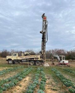 Well being dug and collard rows